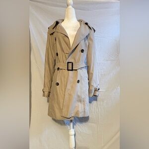DKNY Beige Double-Breasted Trench Coat- Size Medium